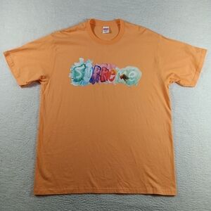 Supreme Shirt Men XL Orange Watercolor Tee Short Sleeve Crew Neck Streetwear